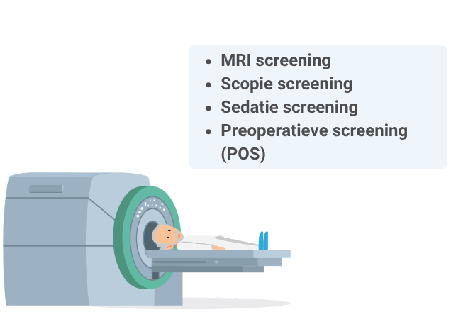 Screeningsmodules consultassistent en illustratie van patient in mri